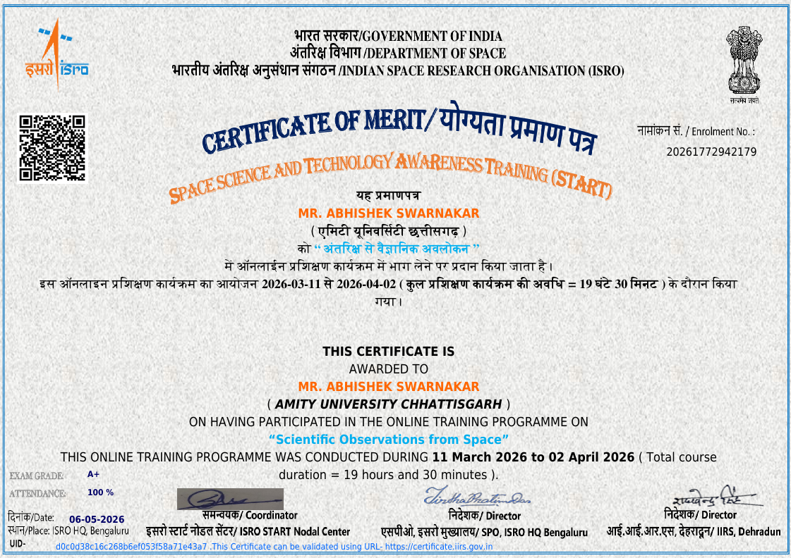 Space Technology & Applications Certificate